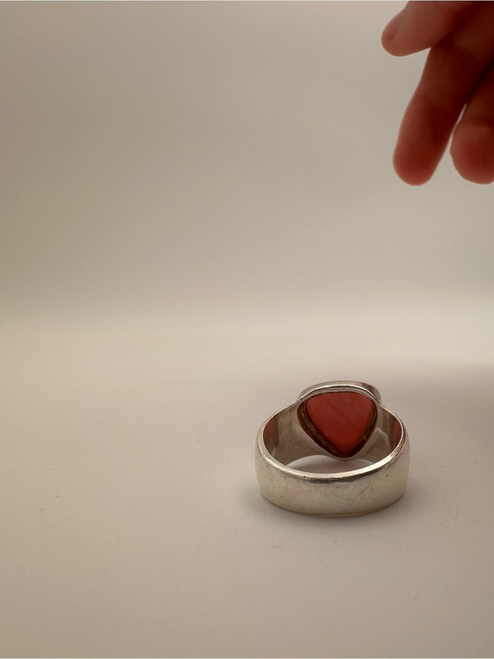 Silver Ring with Triangular Rhodochrosite - Picture 3 of 6